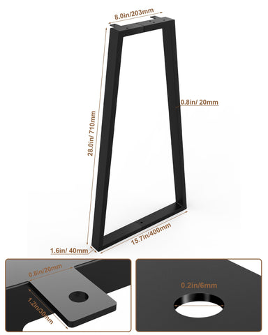 TITECK metal legs show 6-hole mounting plates for quick, secure installation.