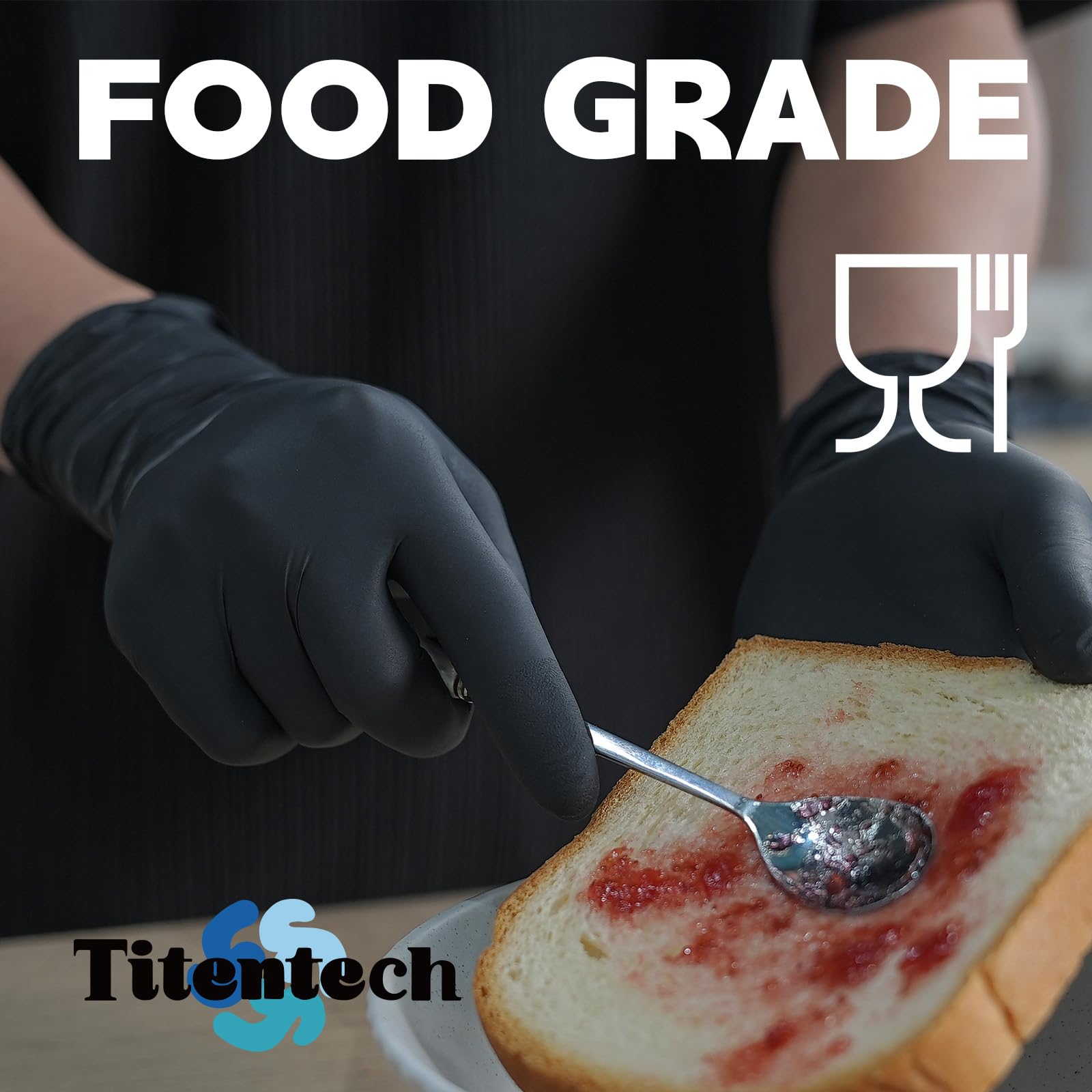 Titentech gloves designed for tattoo work with clean, controlled handling.