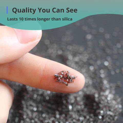 TITGGI aluminum oxide media in use on steel surfaces for rust removal and etching.