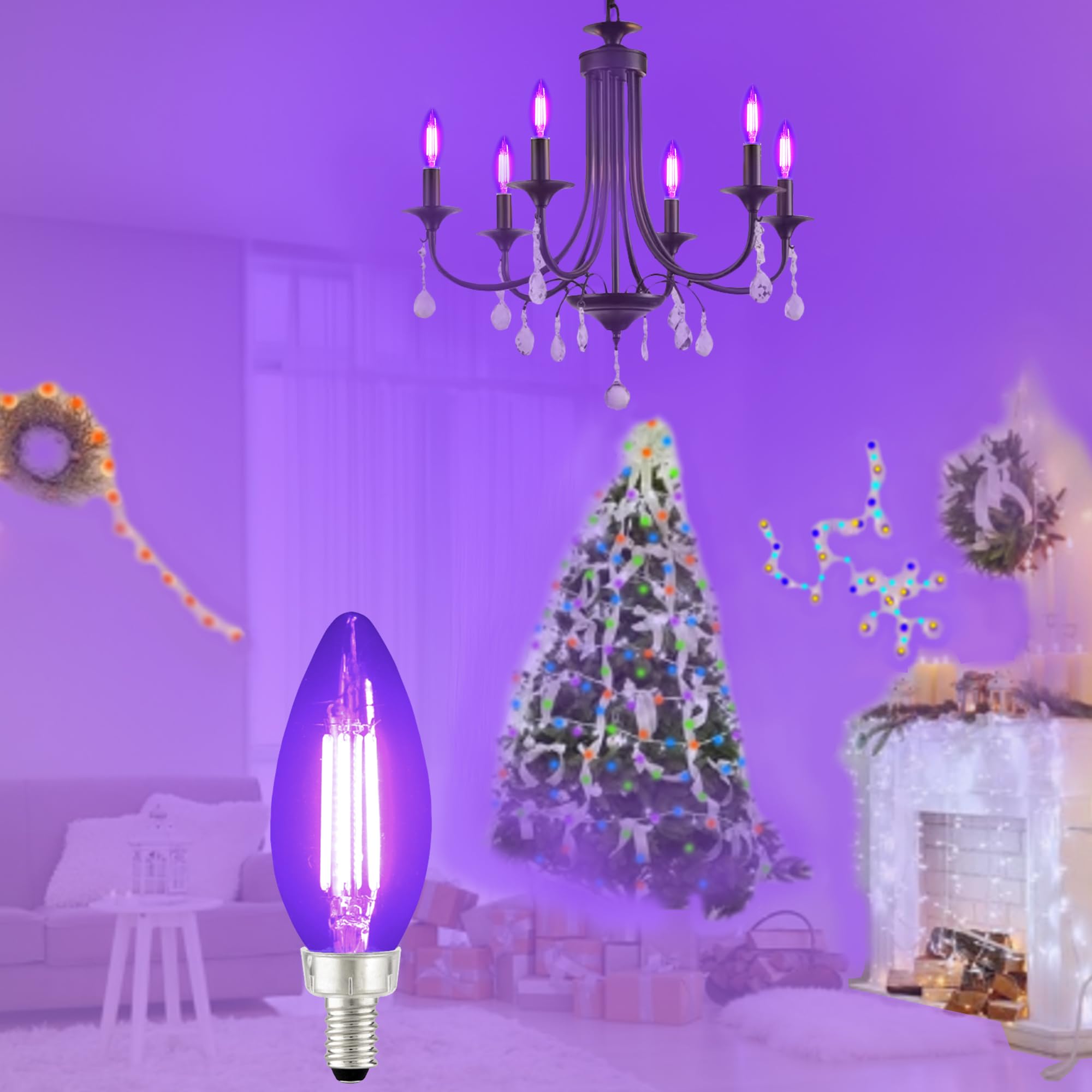 TITO candle-style E12 base bulb with 3.9 inch length for versatile fittings and dimming