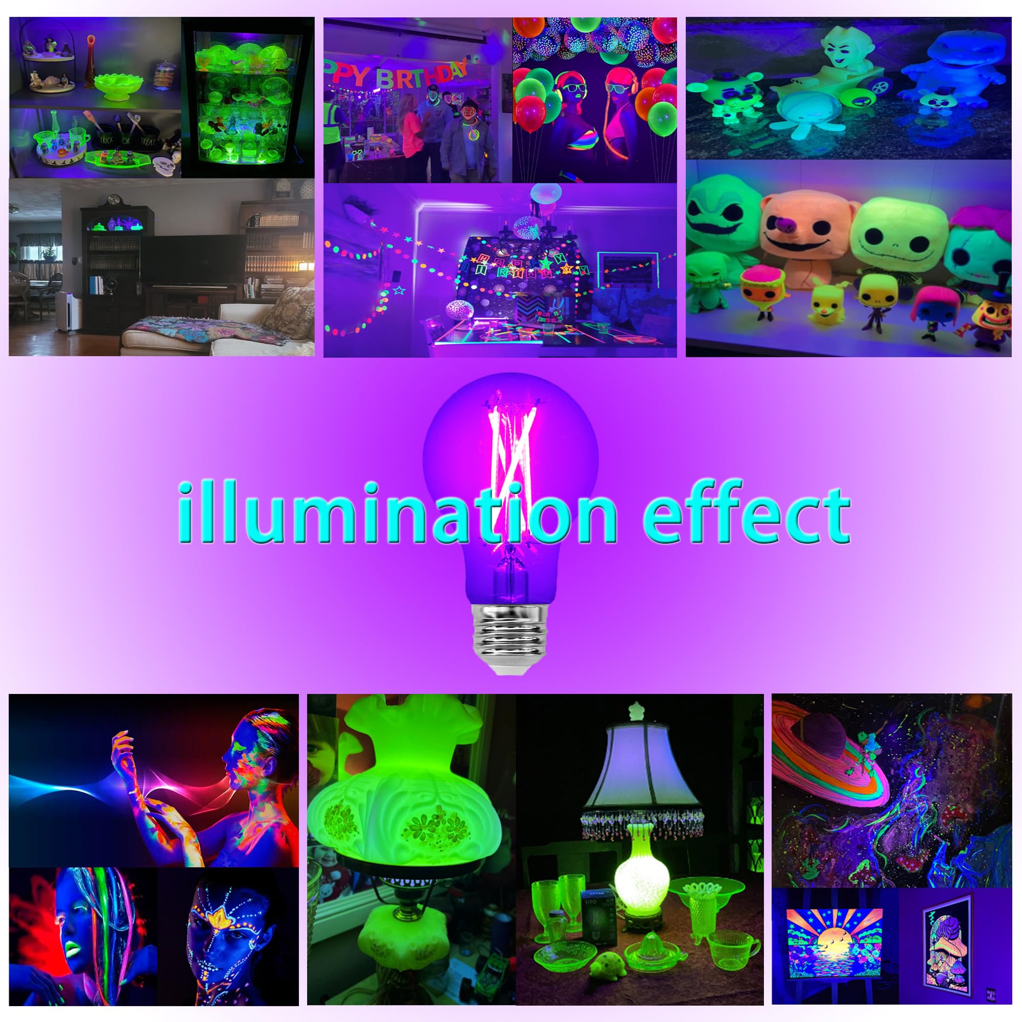 TITO 395nm LED blacklight enhances posters and body art displays.