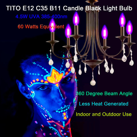 TITO UV 395nm blacklight highlights fluorescent decor and art with vibrant glow