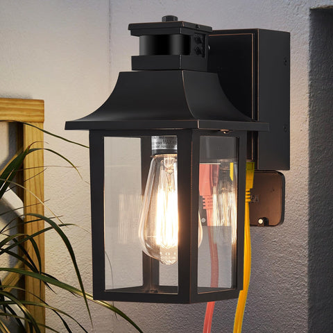 TITOSICHY porch light with GFCI outlet offers secure outdoor power access.