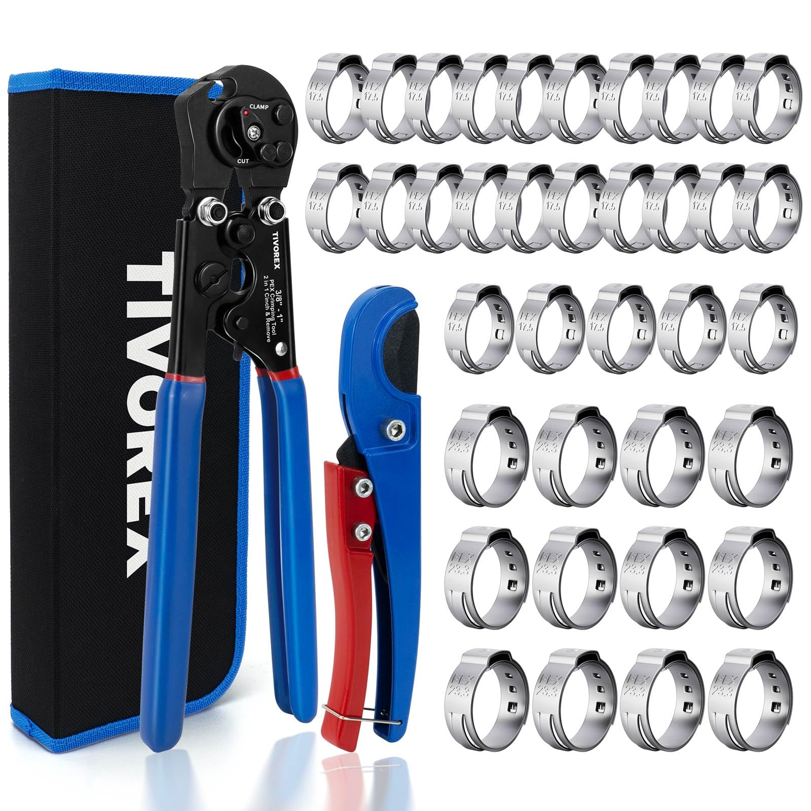 Tivorex PEX crimping tool kit for fast clamp crimps