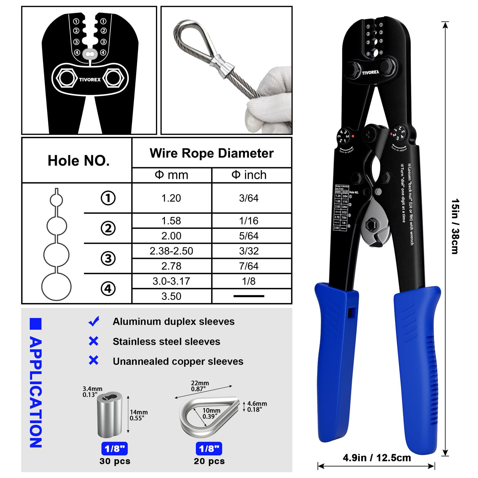 Tivorex polished swage jaw for clean, tight compressions