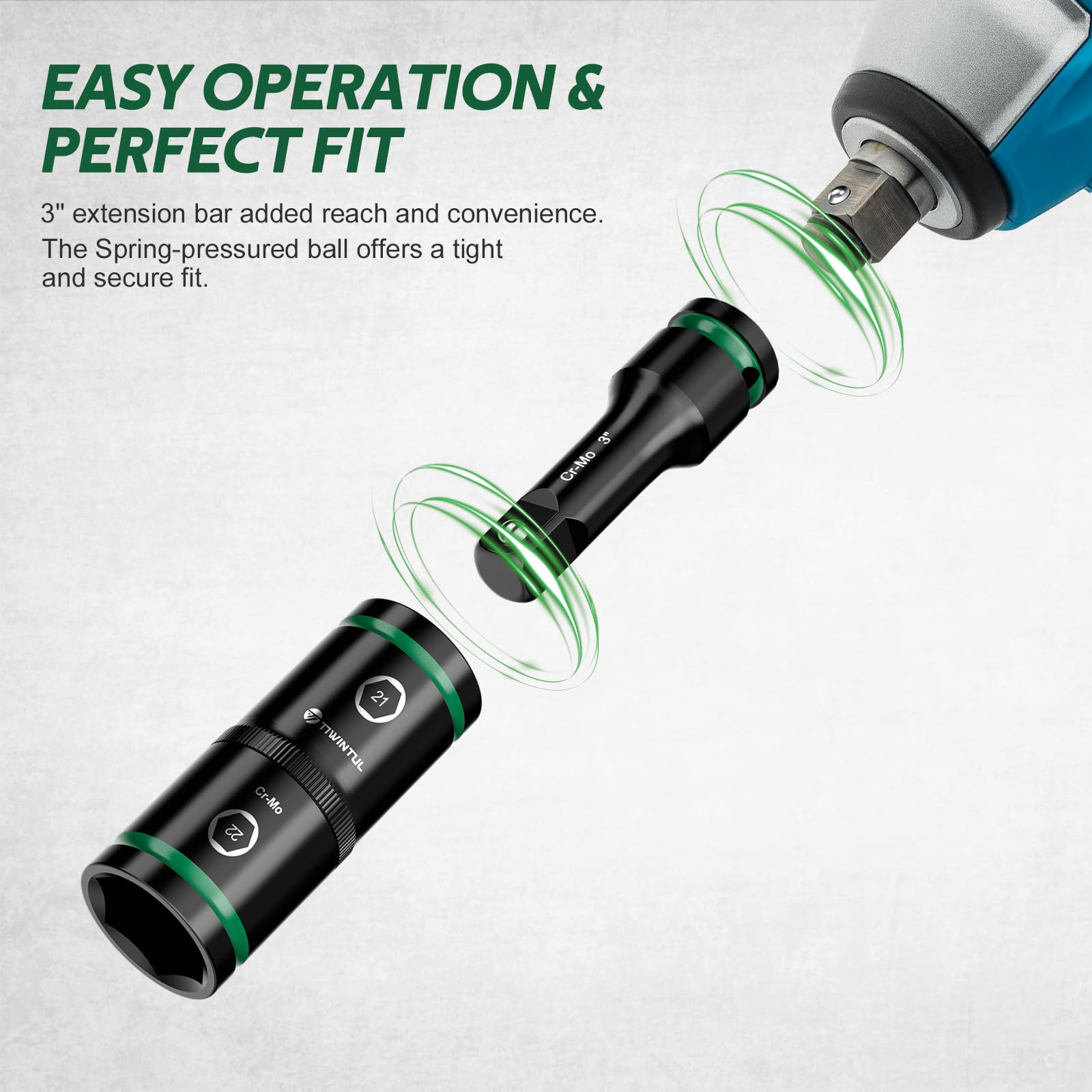 TIWINTUL 6-point grip protects fasteners from slip.