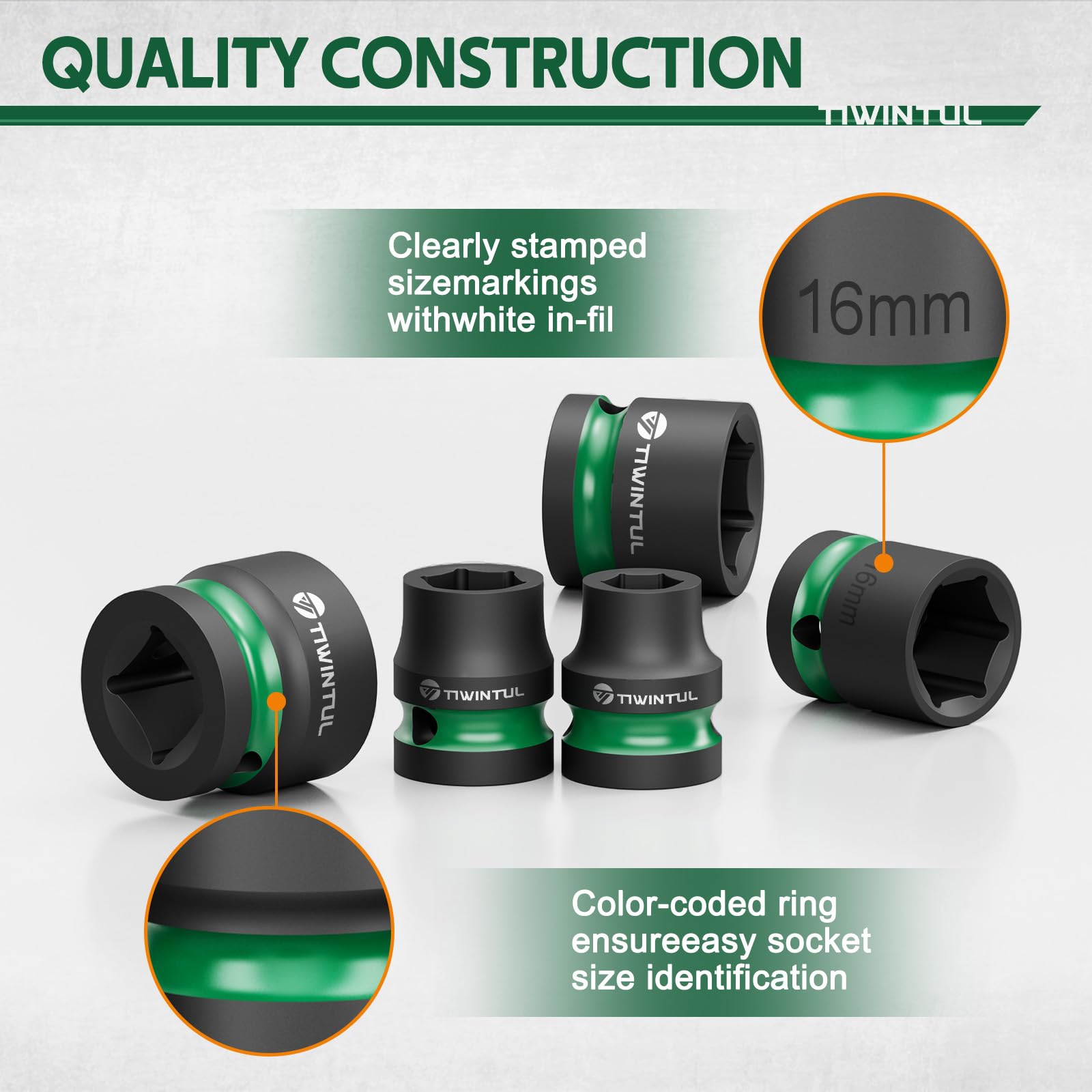TIWINTUL 6-point shallow design grips fasteners in tight spaces