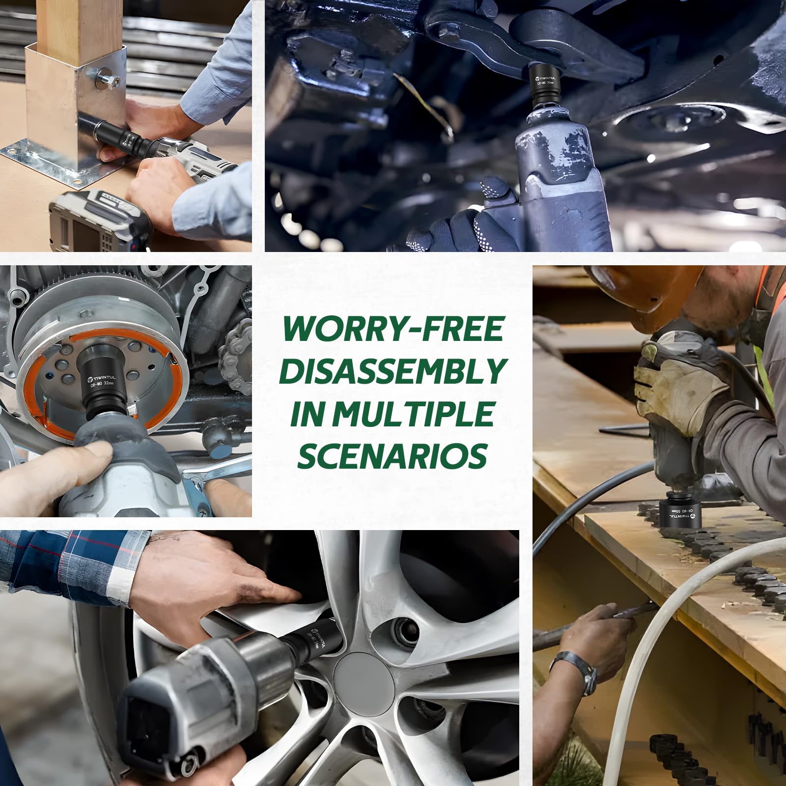 TIWINTUL labeled storage case helps quick size identification on busy repair sites.