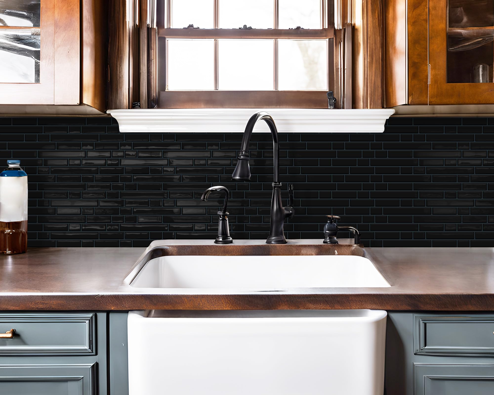 Tiwoos peel-and-stick tile showing removable adhesive—ideal for renters.