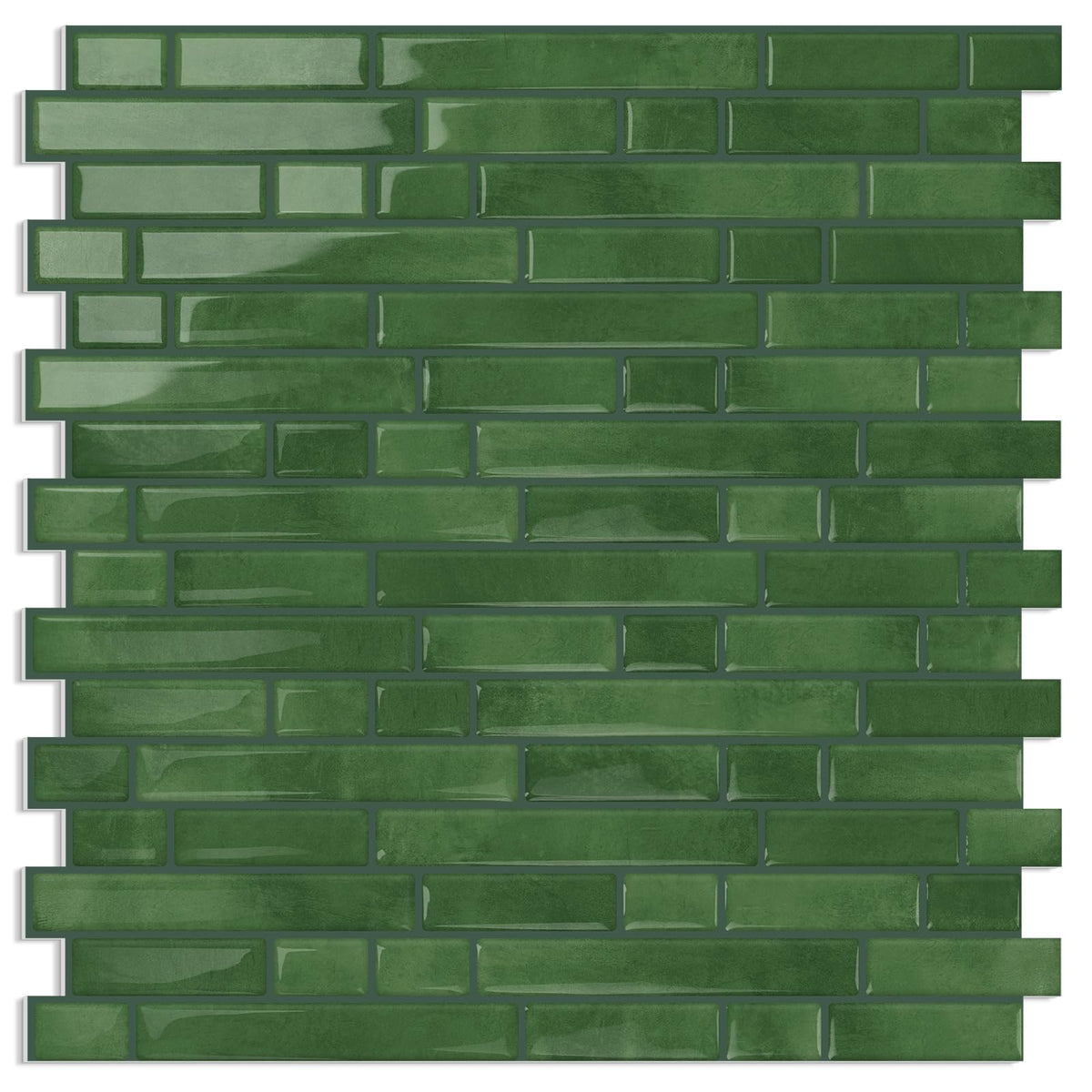 Tiwoos thick-green peel-and-stick tile backsplash with 3D epoxy texture for quick kitchen updates.