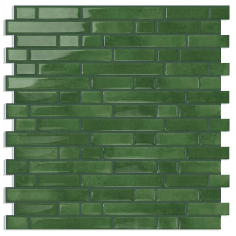 Tiwoos thick-green peel-and-stick tile backsplash with 3D epoxy texture for quick kitchen updates.