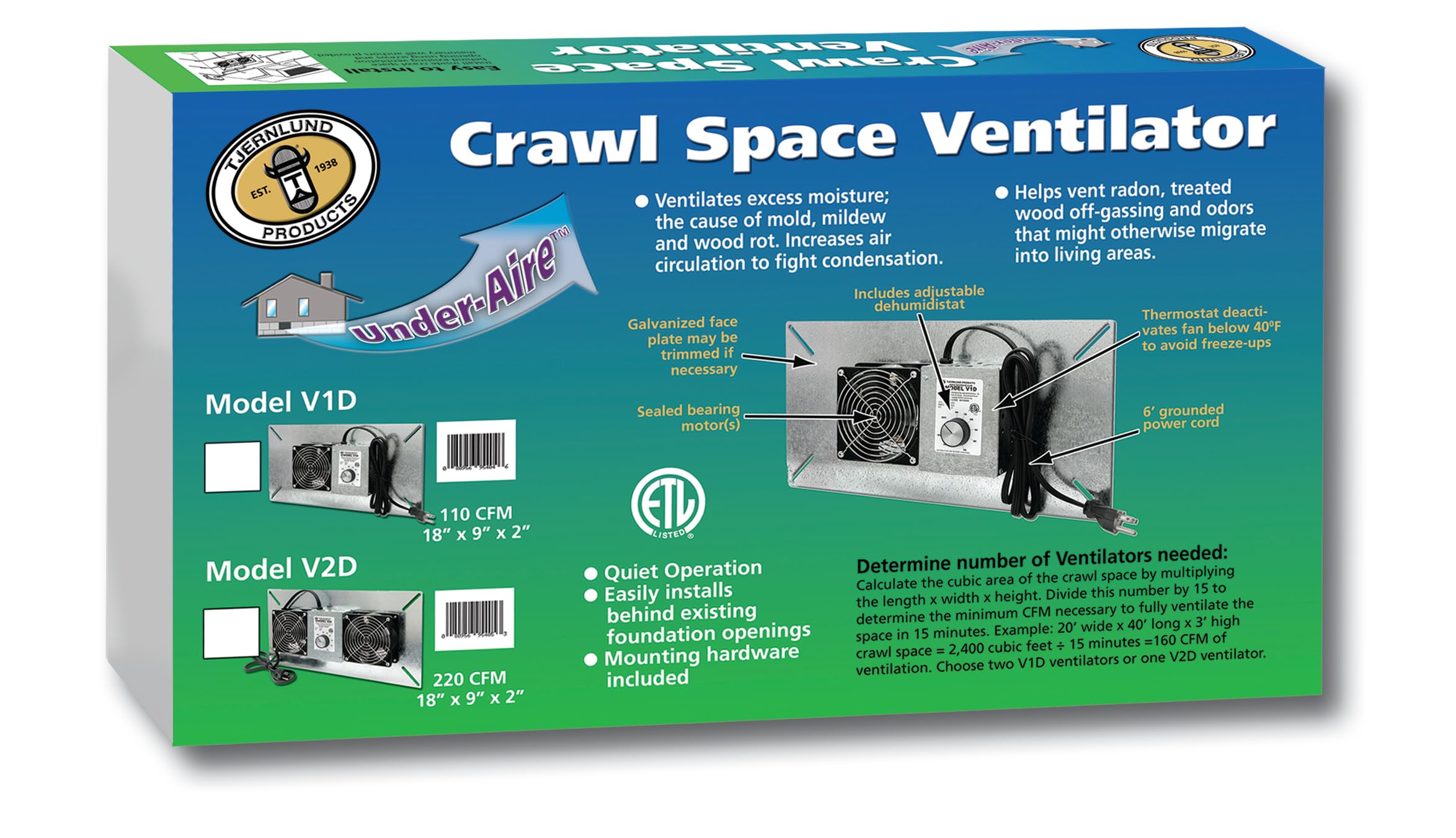 Includes dehumidistat, thermostat, and pre-wired 6-inch cord for easy install
