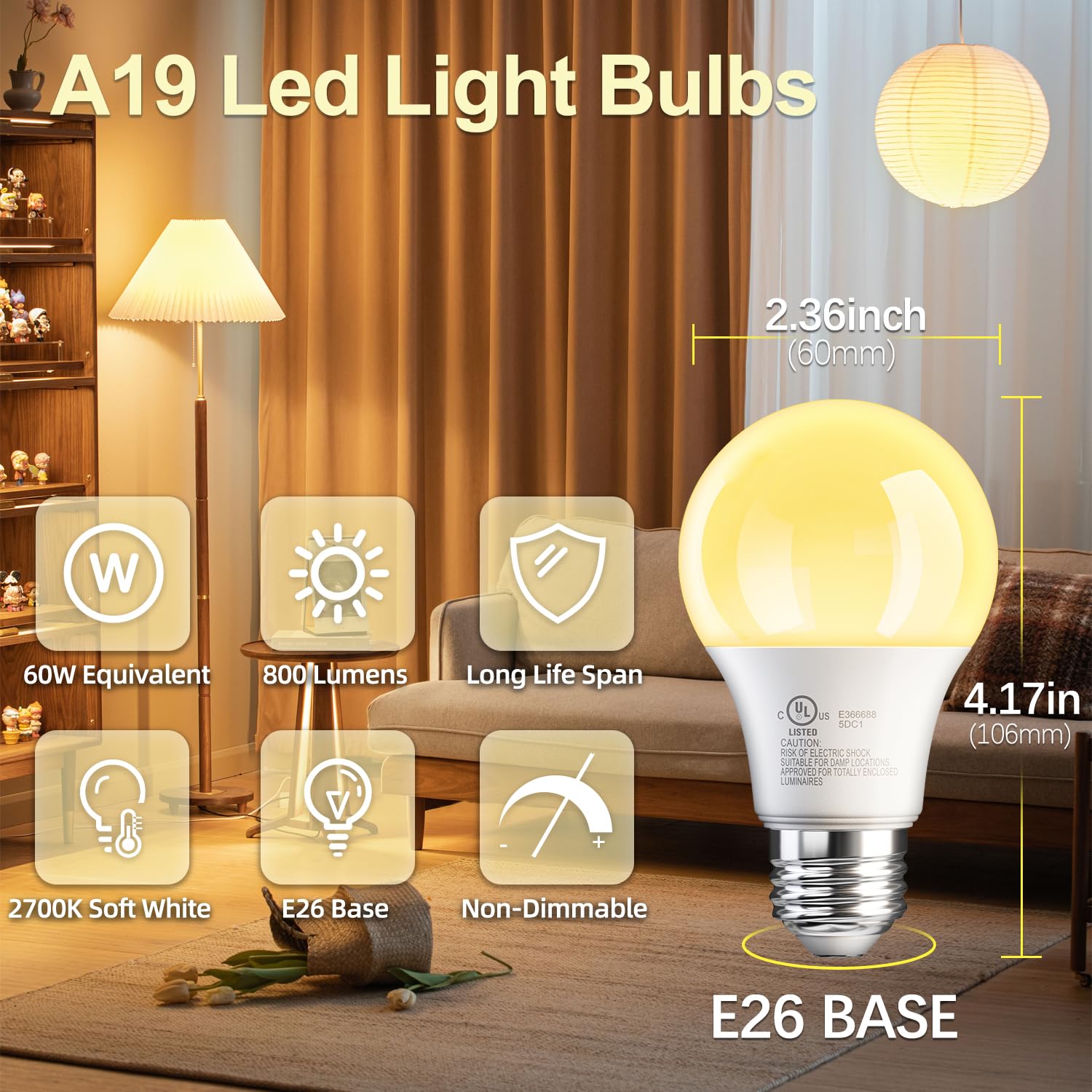 TJOY A19 LED bulbs offer 9W energy saving suitable for monthly bill reduction.