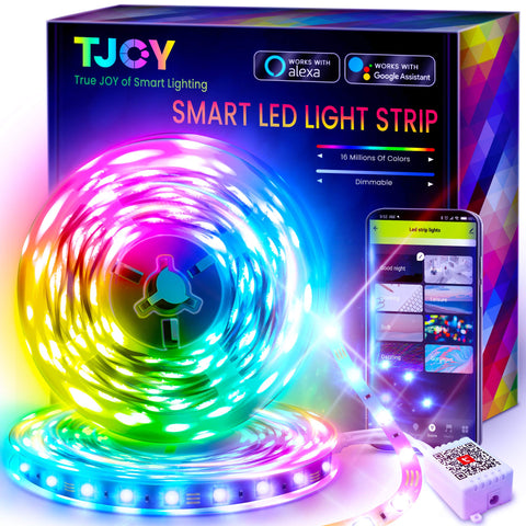 TJOY 50ft smart LED strip with music-sync for dynamic bedroom ambiance