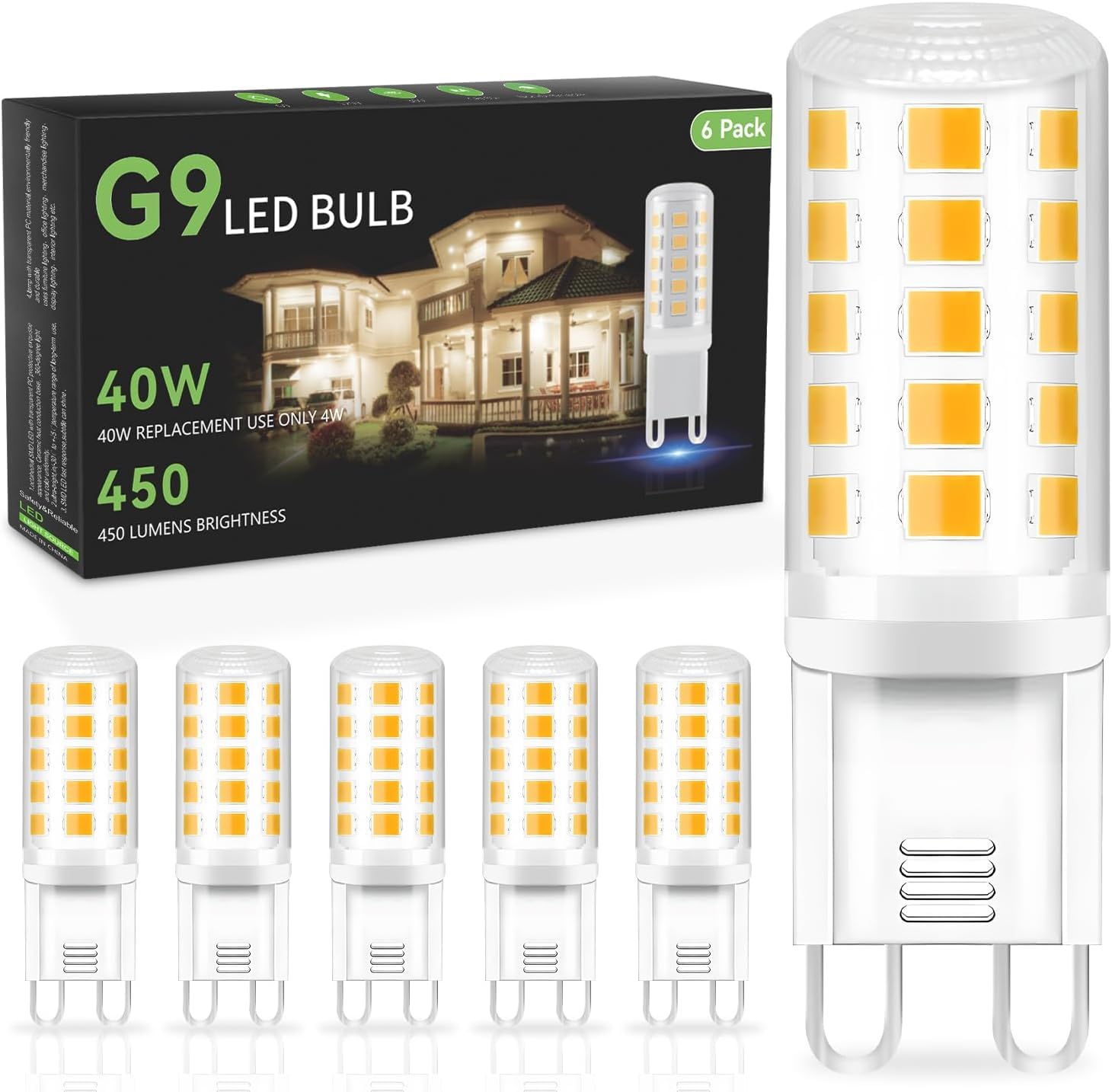 TJOY six-pack G9 bulbs ready for chandeliers and energy-efficient upgrades.