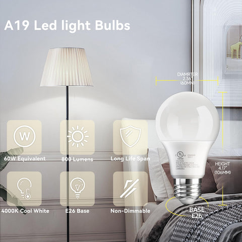 TJOY 60W-equivalent 9W LED bulb provides bright, cool light for living spaces.