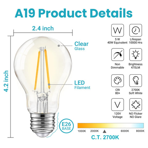TJOY 6-pack LED Edison bulbs in warm 2700K create cozy ambience.