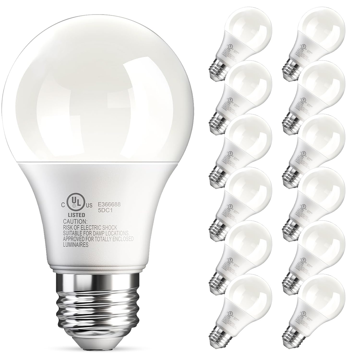 TJOY A19 LED bulbs 12-pack for energy saving and long life.