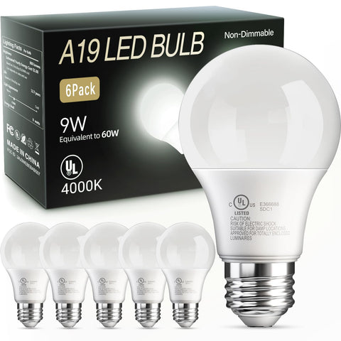 TJOY A19 LED bulbs 6-pack deliver energy-efficient illumination with long-lasting performance.