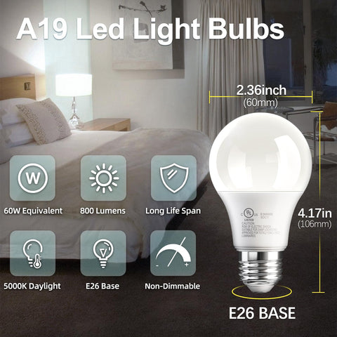 TJOY A19 LED bulbs demonstrate 800 lumens for bright, immediate illumination