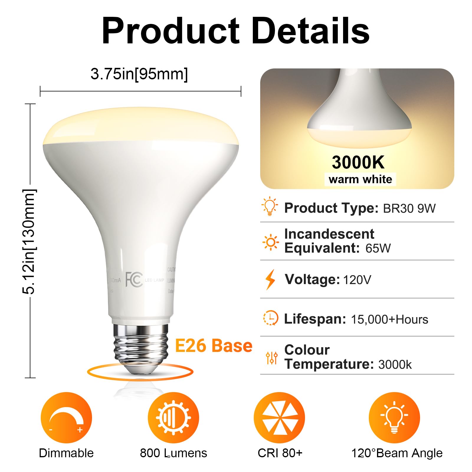 TJOY BR30 bulb dimmable ambient lighting for living rooms and kitchens