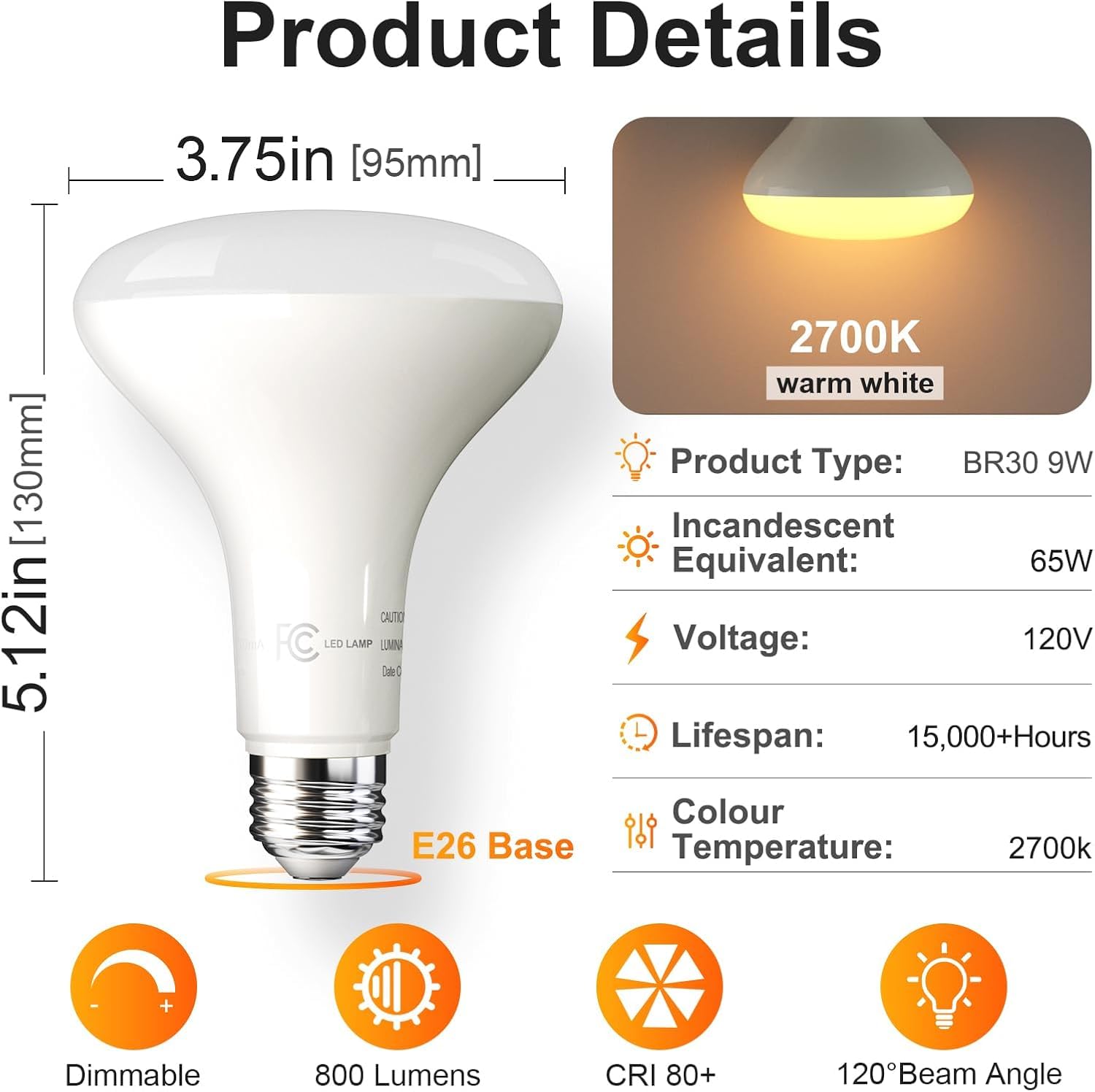 TJOY BR30 LED bulb 2700K soft white enhances cozy living spaces.