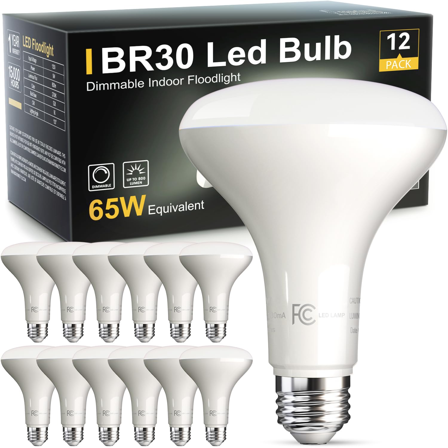TJOY BR30 LED bulb front view for recessed living room lighting