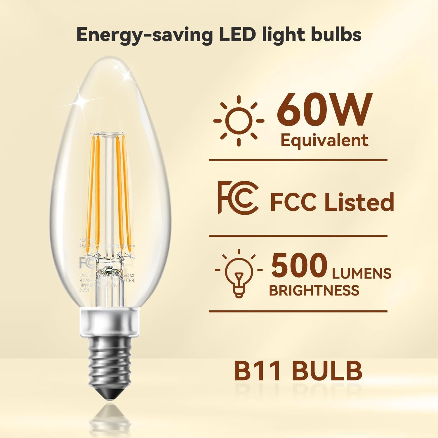 TJOY clear glass candle bulb adds classic elegance.