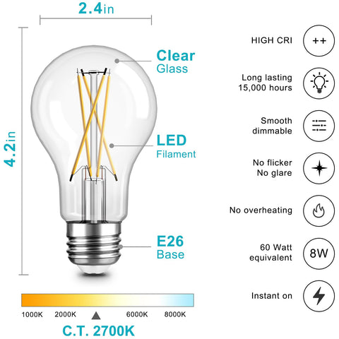 TJOY clear glass filament bulbs showcase retro style and bright ambience.