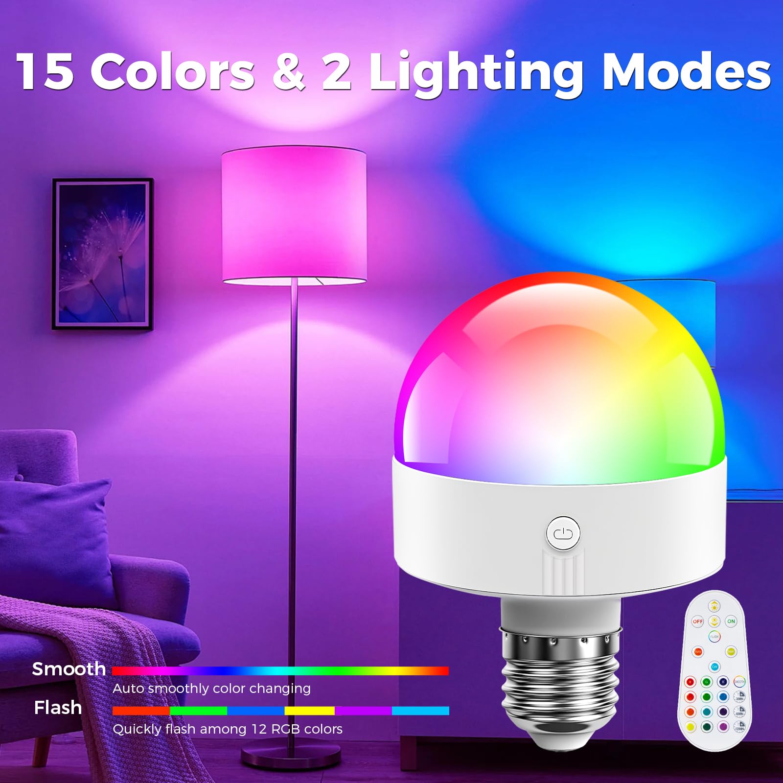 TJOY E26 ambient RGB colors create dynamic mood lighting