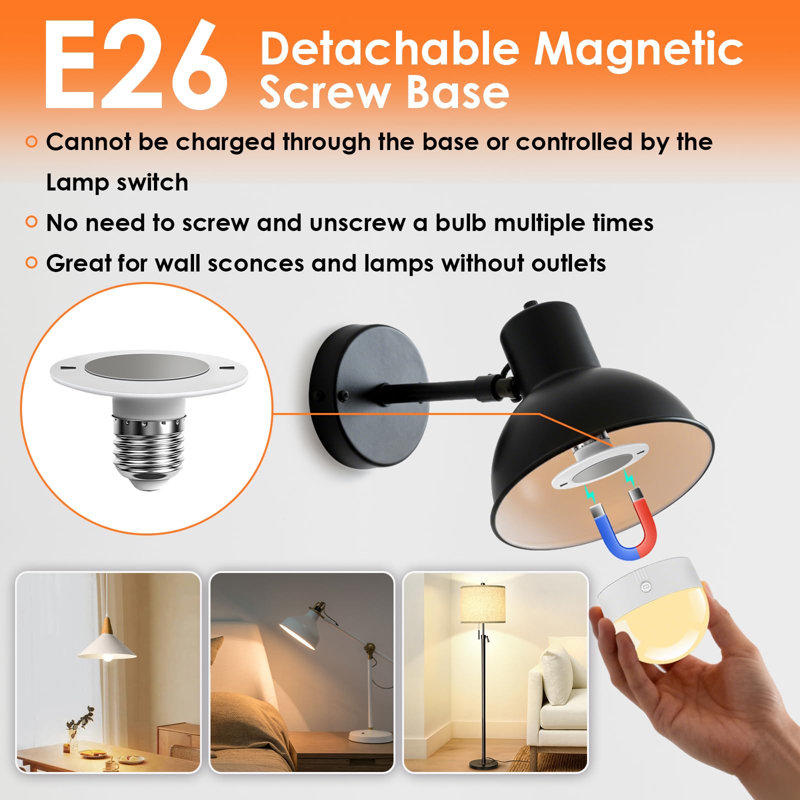 TJOY E26 bulb charging via USB-C for quick top ups