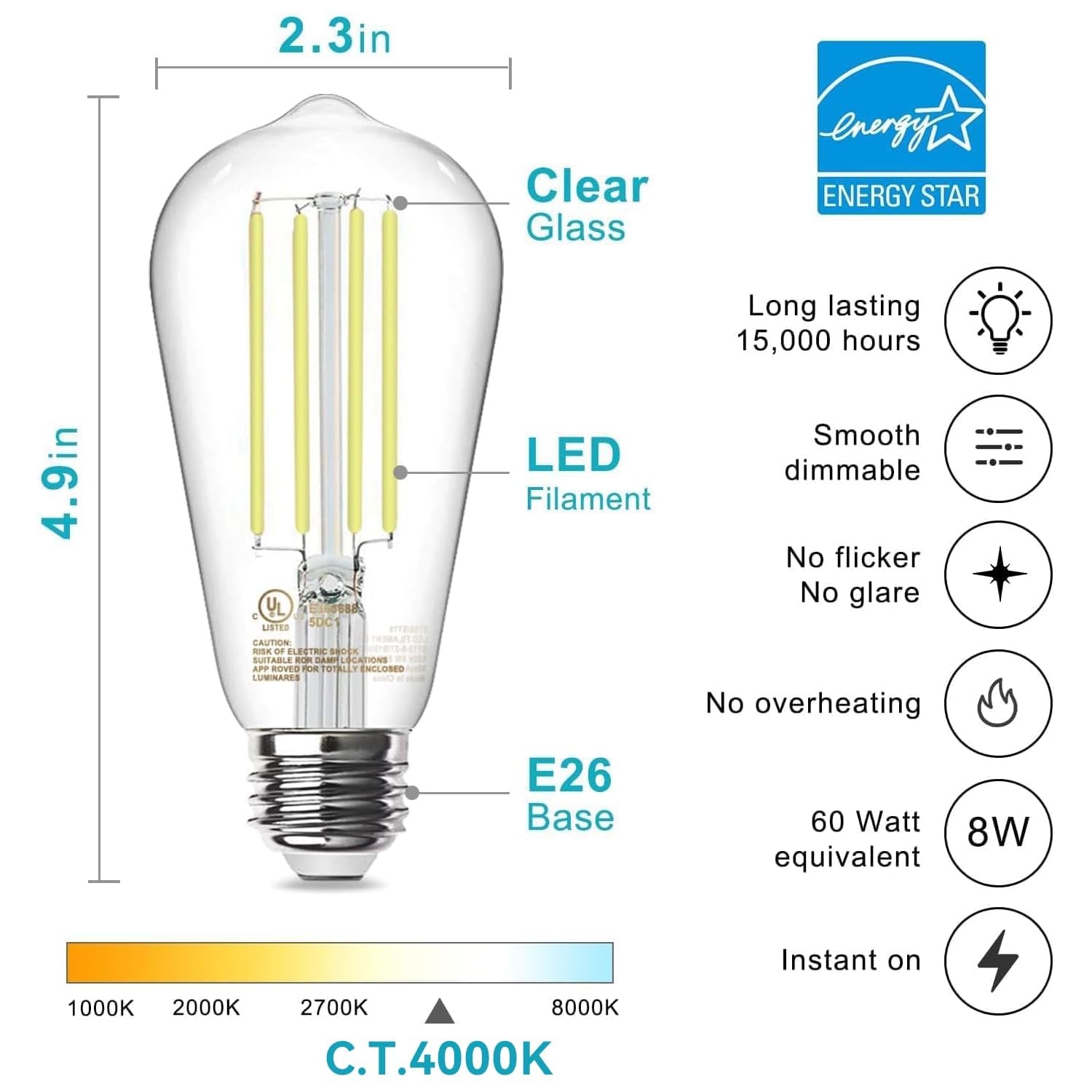 TJOY Edison bulb dimmable-dimmer compatibility enables flexible vintage lighting control.