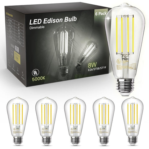 TJOY Edison filament bulb in a chandelier for vintage ambience and bright daylight clarity