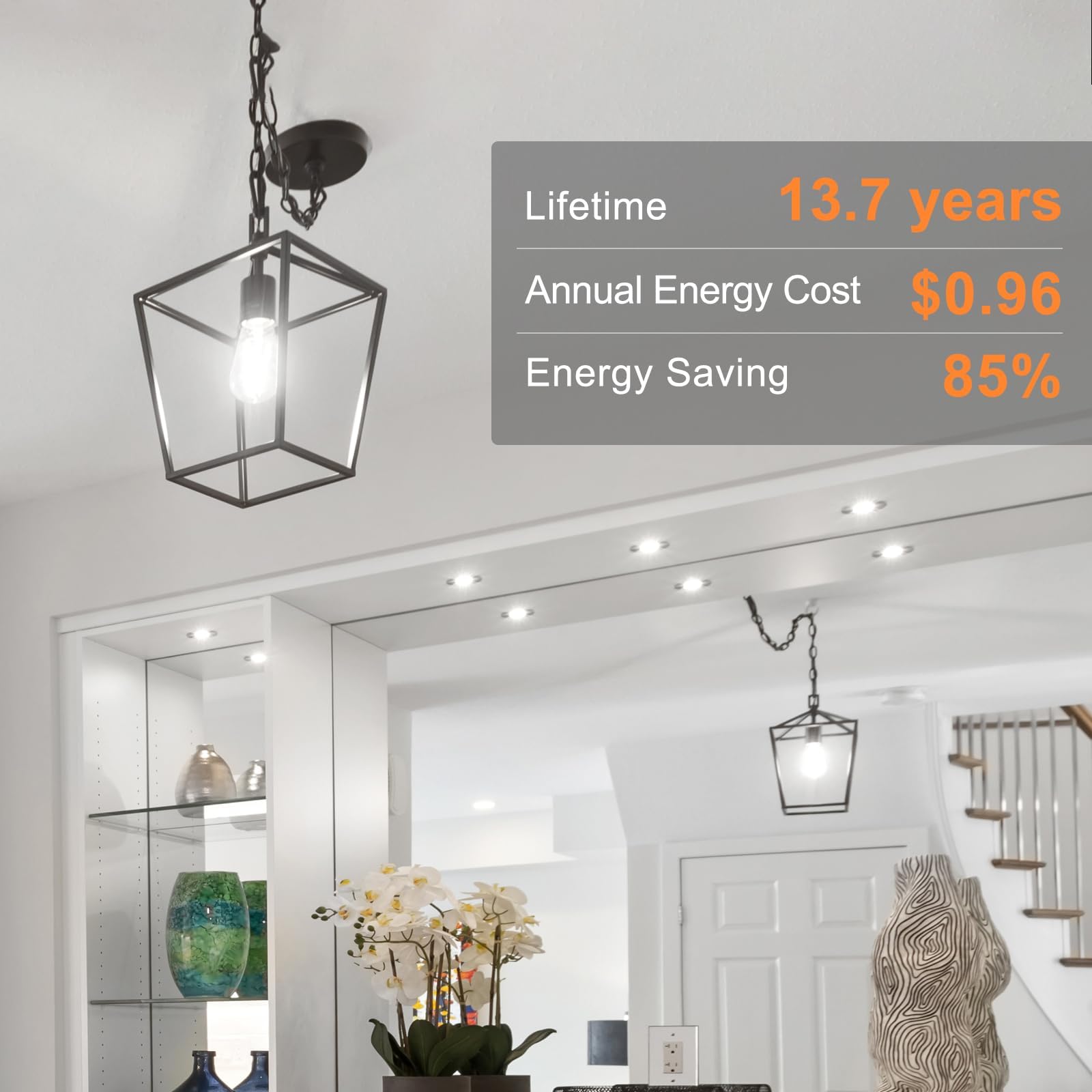 TJOY LED filament bulb in a living room scene showcasing vibrant colors