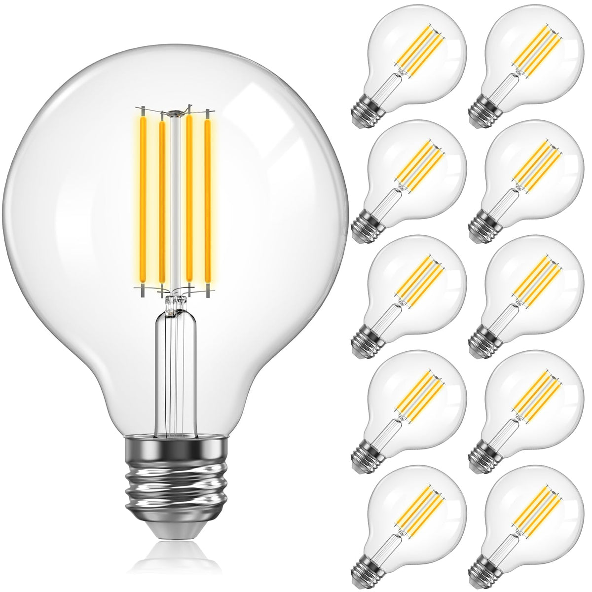 TJOY G25 globe filament bulb in a chandelier for warm vintage ambience.