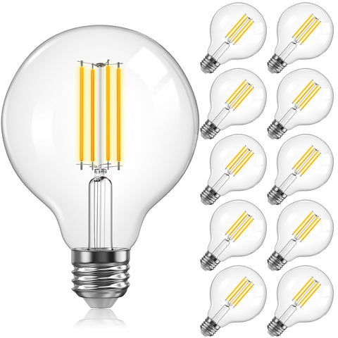 TJOY G25 globe filament bulb in a chandelier for warm vintage ambience.