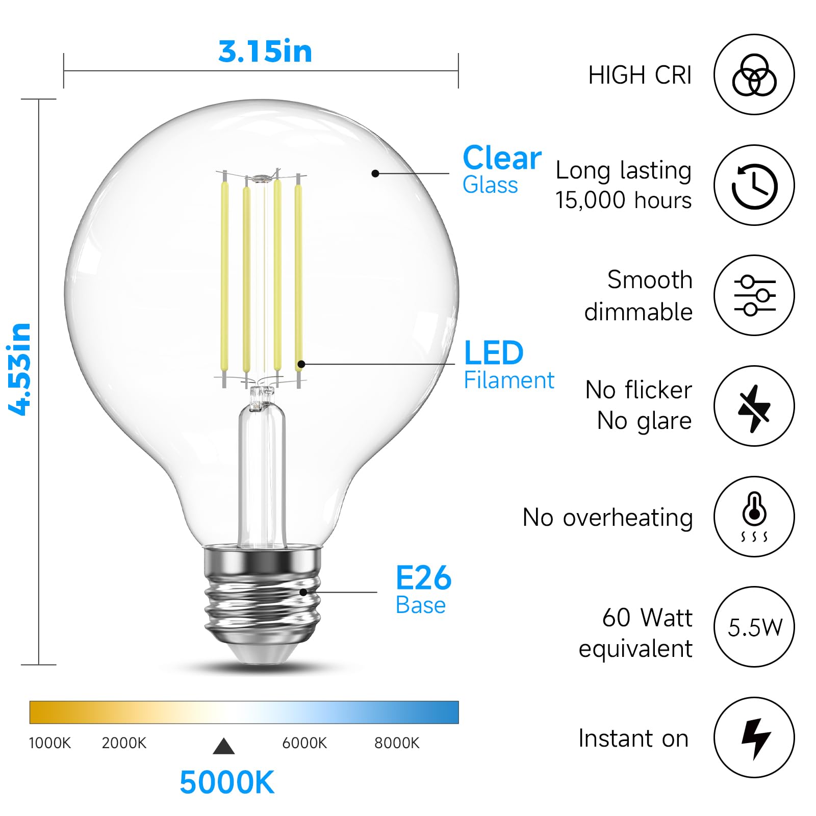 TJOY G25 globe bulb dimmable for adjustable ambiance