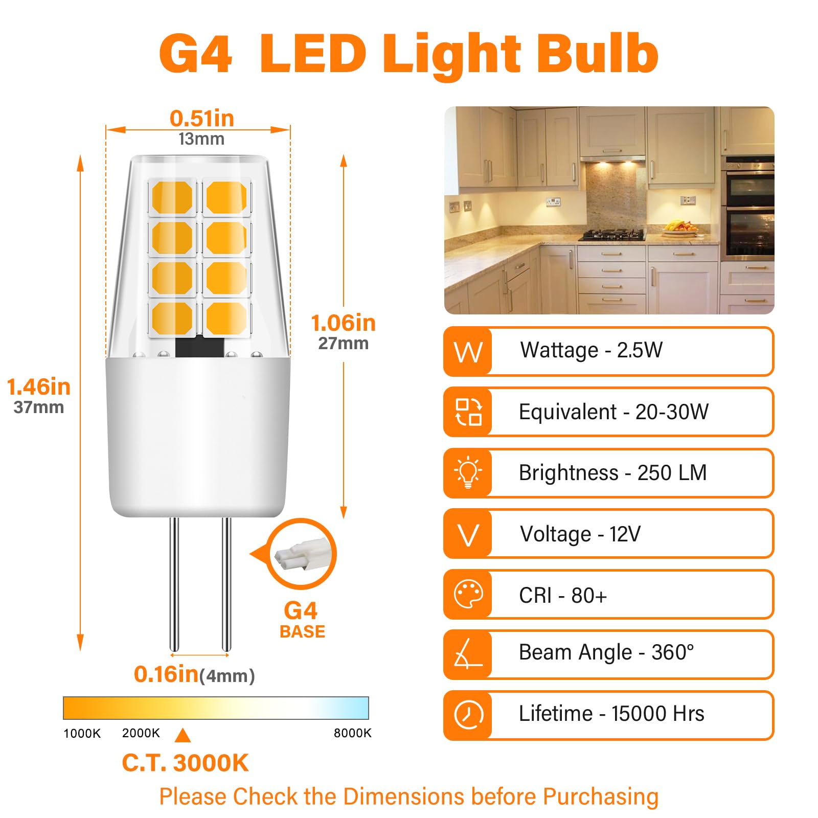 TJOY G4 LED bulb with 16 beads delivers bright, even under-cabinet lighting