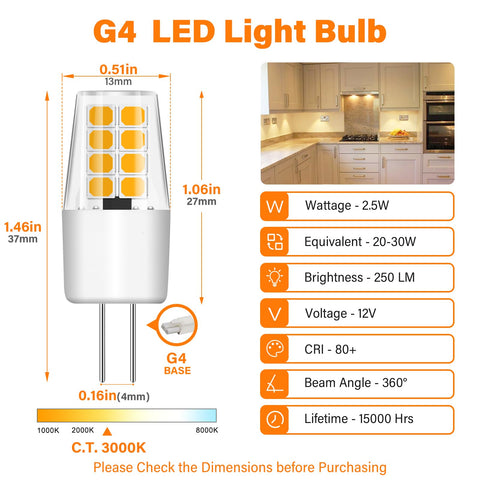 TJOY G4 LED bulb with 16 beads delivers bright, even under-cabinet lighting
