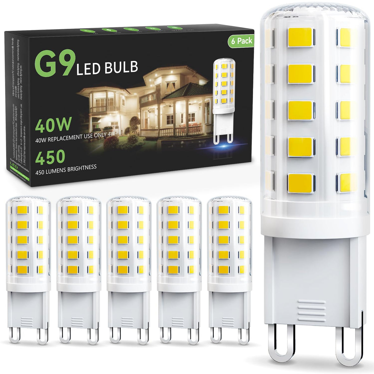 TJOY G9 LED bulb with ceramic base for easy installation in crystal fixtures.