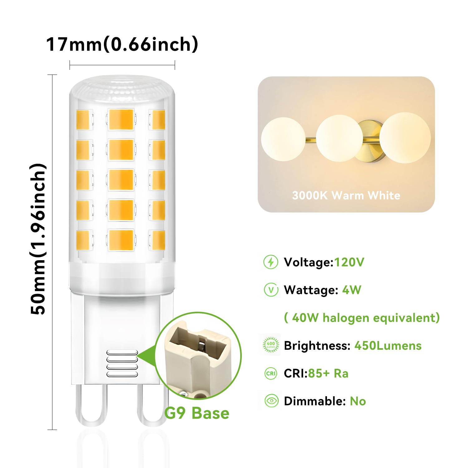 TJOY G9 LED bulb provides 40W-equivalent brightness for elegant lighting.
