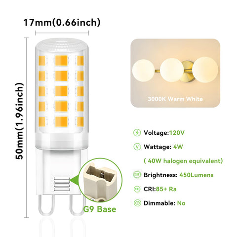 TJOY G9 LED bulb provides 40W-equivalent brightness for elegant lighting.