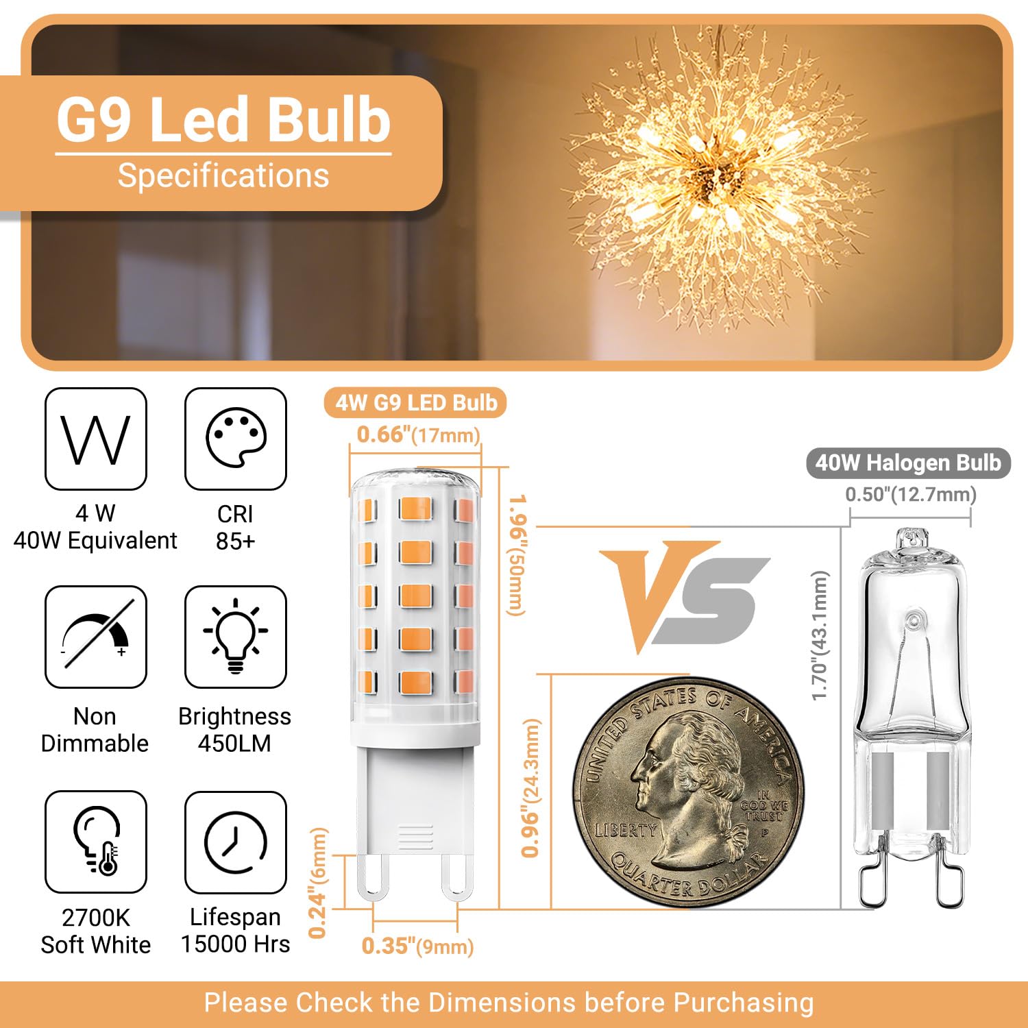 TJOY G9 LED bulb replaces 40W halogen, saving energy.