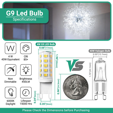 TJOY G9 LED bulb in pendant light provides 360-degree, even illumination.