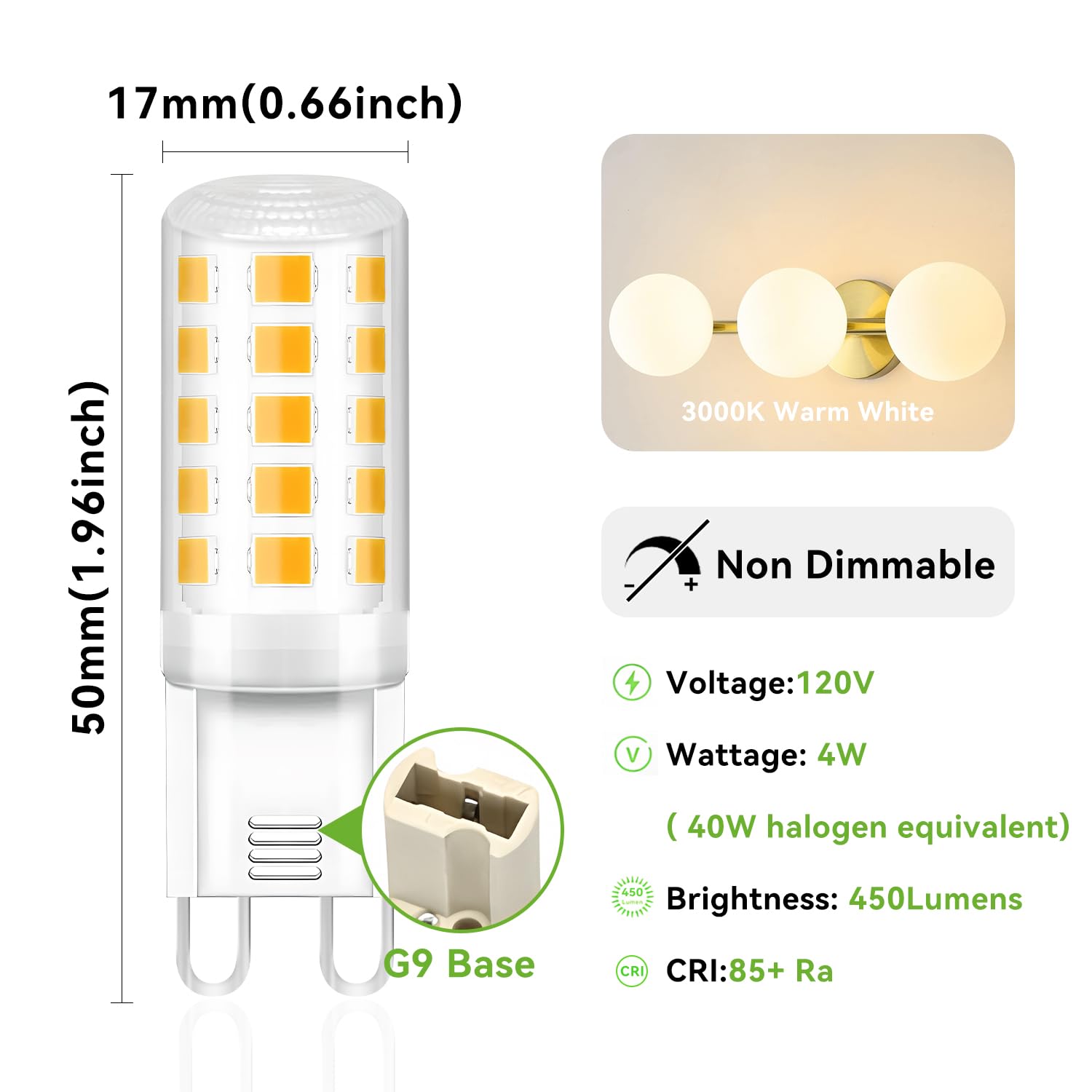 TJOY G9 LED bulb in warm white 3000K ideal for cozy living spaces.