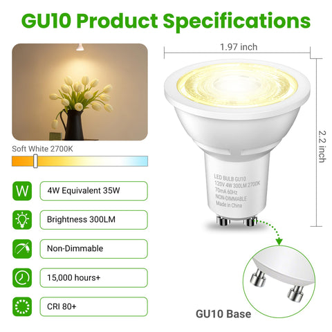 TJOY GU10 LED bulb delivers 300 lumens with natural color rendering for true visuals.