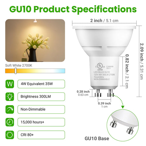 TJOY GU10 LED bulbs compact 4W 300lm for bright, natural colors