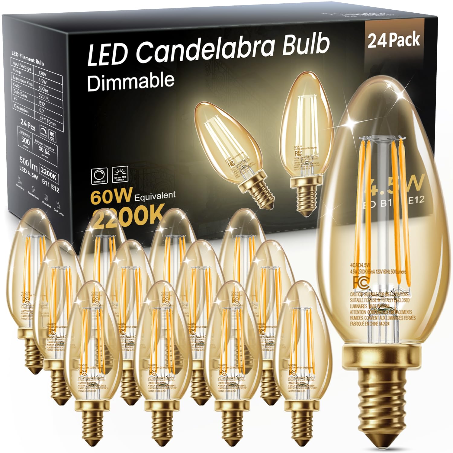 TJOY LED candelabra bulbs emit amber warm white glow for cozy chandeliers.
