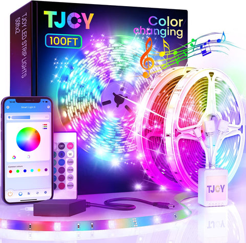 TJOY LED lights bedroom 100ft strip for ambient mood lighting around the room