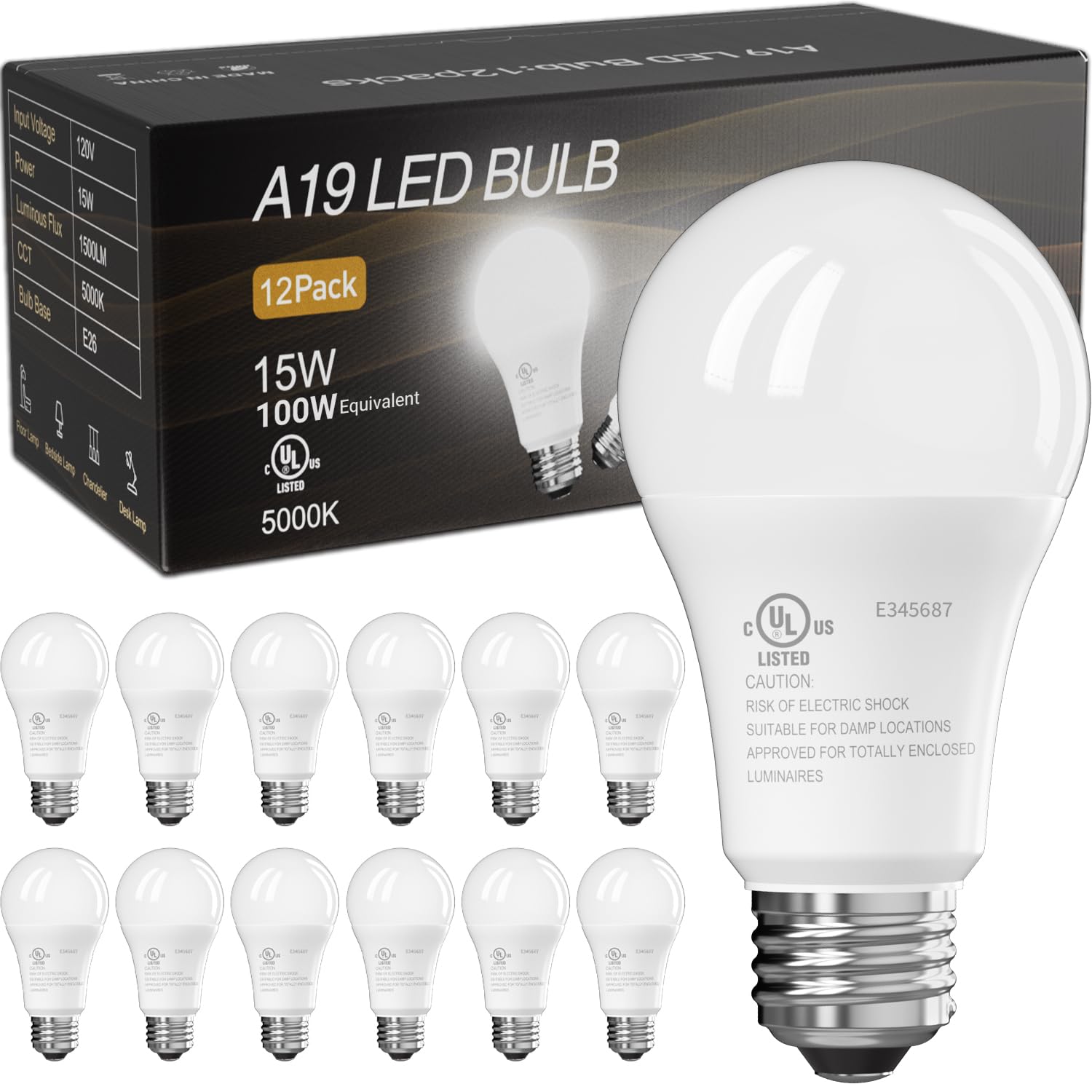 TJOY twelve-pack LED bulbs in a packshot for efficient home lighting.
